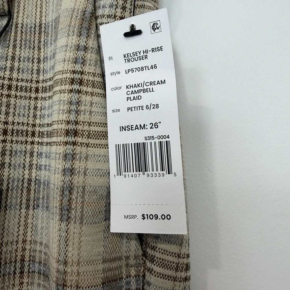 Liverpool Los Angeles Kelsey High Rise Trouser Petite 6/28 Plaid Pants Old Money